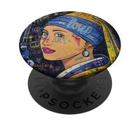 Graffiti Girl with a Pearl Earring - Colorful Pop Art Street PopSockets PopGrip Adhesivo
