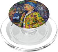 Graffiti Girl with a Pearl Earring - Colorful Pop Art Street PopSockets PopGrip para MagSafe