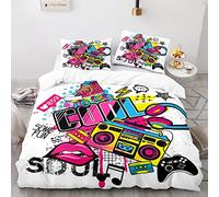 Graffiti Grafiti Hip Hop Ropa De Cama 135X200 Microfibra Suave Fundas Edredon Impresión 3D Funda Nordica Cama 90 Infantil Niño 135X200 Cm con 2 Fundas De Almohada De 40X75Cm