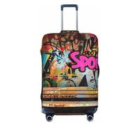 Graffiti Lamp Urban Scene - Fundas protectoras elásticas para equipaje de 45,7 a 81,3 cm, Black, L