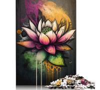 Graffiti Lotus Flower Puzzle Imposible,desafío for Adults Entretenimiento Creativo 1000 Piezas Obra De Arte De Juego De para Adultos, Regalos A Partir De 14 Años 1000pcs (38x26cm)