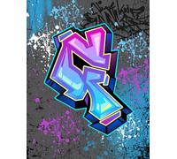 Graffiti Monogram Notebook - Letter G | Teal, Purple & Royal Blue Design, 8.5 x 11 College Ruled Lined Journal with Urban Street Art Style Initial: ... Tweens, Students and Back to School Supplies