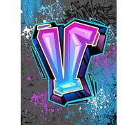 Graffiti Monogram Notebook - Letter V | Teal, Purple & Royal Blue Design, 8.5 x 11 College Ruled Lined Journal with Urban Street Art Style Initial: ... Tweens, Students and Back to School Supplies