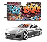Graffiti - Parasol de parabrisas de hip hop para coche, sedán, todoterreno, universal, reflectante, para ventanas delanteras, plegable, para parabrisas, bloquea los rayos UV y mantiene el interior