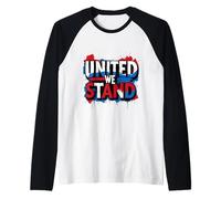 Graffiti Político - Voto, Cívico - United We Stand Gráfico Camiseta Manga Raglan