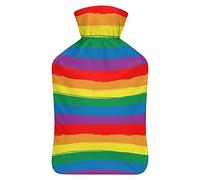 Graffiti Rainbow LGBT Gay Pride - Botella de agua de goma con cubierta de felpa suave, bolsa de agua caliente para invierno, manos y pies, protección contra el frío, 1000 ml
