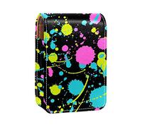 Graffiti Stains Blue Rosy Yellow Art Lip Gloss Holder Estuche portátil Mini Lipstick Storage Box Travel Lipstick Organizer Case with Mirror for Women, Varios colores, 9.5x2x7 cm/3.7x0.8x2.7 in