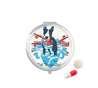 Graffiti Street Art Illustration patrón Rojo Azul Travel bolsillo píldora caso medicina dispensador espejo regalo caja de almacenamiento