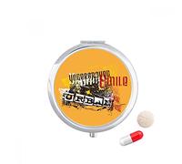 Graffiti Street black orange patrón urbano Travel bolsillo píldora caso medicina dispensador espejo regalo caja de almacenamiento