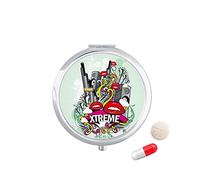 Graffiti street cultura colorida boca Stereo Travel bolsillo píldora caso medicina dispensador espejo regalo caja de almacenamiento