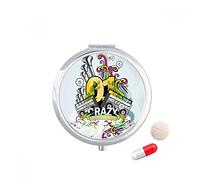 Graffiti street cultura colorida Stereo Travel bolsillo píldora caso medicina dispensador espejo regalo caja de almacenamiento