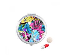 Graffiti street cultura colorido monstruo Travel bolsillo píldora caso medicina dispensador espejo regalo caja de almacenamiento