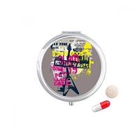 Graffiti street cultura colorido patron de guitarra Travel bolsillo píldora caso medicina dispensador espejo regalo caja de almacenamiento