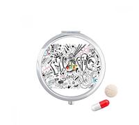 Graffiti street cultura musica de volumen de sonido Travel bolsillo píldora caso medicina dispensador espejo regalo caja de almacenamiento