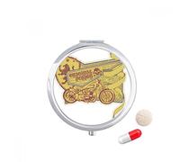 Graffiti Street Culture moto patrón amarillo Travel bolsillo píldora caso medicina dispensador espejo regalo caja de almacenamiento