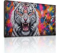 Graffiti Street - Lienzo decorativo para sala de estar, 160 x 80 cm, pintura de pared para dormitorio, estampado de tigre, pintura en aerosol, pintura en aerosol, lienzo impreso, decoración de comedor