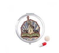 Graffiti Street Nueva York Landmark patron Travel bolsillo píldora caso medicina dispensador espejo regalo caja de almacenamiento