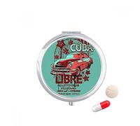 Graffiti Street Rojo carro verde Patron Travel bolsillo píldora caso medicina dispensador espejo regalo caja de almacenamiento