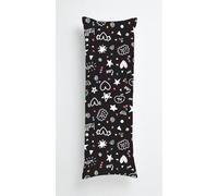 Graffiti Symbol Body Pillow Case Cover 50x150cm, Long Backrest Cushion Pillow Protector with Zipper, Decorative Bedding Pillowcase, Soft Body Pillow Cover for Couch Bedroom Black White