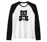 Graffiti Teddy Bear Street Art - Dark Urban Spray Paint Bear Camiseta Manga Raglan