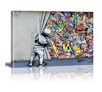 Graffiti Wall Art Banksy Street Art Pinturas en lienzo Póster e impresiones Imagen Sala de estar Decoración del hogar Pintura Obra de arte 30x45cm (12x18in) con marco-13