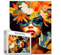Graffitic Woman Jigsaw Puzzles 1000 Pieces for Adults, Families (Sexy Girl,Autumn Leaves,Sunflowers)Pieces Fit Together Perfectly 19.7''x27.6''inch Fashion Female Frameable Magic Puzzle Art Boho Gift