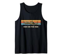 Gráfico A-10 Warthog Divertido de High On The Hog, Retro, Puesta de Sol Camiseta sin Mangas