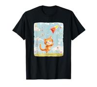 Gráfico Alegre de Cometas con Forma de Gato y Mosca para un día Inspirador Camiseta