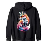 Gráfico artístico con Salpicaduras de Pintura Colorida, Estilo Zorro, Estilo póster Sudadera con Capucha
