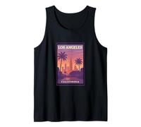 Gráfico artístico de viaje de Los Ángeles California Sunrise Dusk Dawn Camiseta sin Mangas