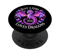 Gráfico artístico Just A Girl Who Loves Dragons Purple Dragon PopSockets PopGrip Adhesivo