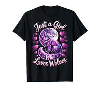 Gráfico artístico Just A Girl Who Loves Wolves Purple Wolf Camiseta