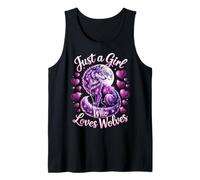 Gráfico artístico Just A Girl Who Loves Wolves Purple Wolf Camiseta sin Mangas