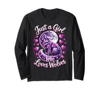 Gráfico artístico Just A Girl Who Loves Wolves Purple Wolf Manga Larga