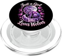 Gráfico artístico Just A Girl Who Loves Wolves Purple Wolf PopSockets PopGrip para MagSafe