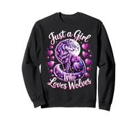 Gráfico artístico Just A Girl Who Loves Wolves Purple Wolf Sudadera