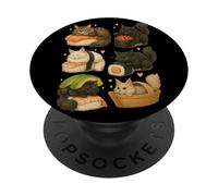 Gráfico artístico Maine Coon Cats as Sushi in Kawaii Japanese Food PopSockets PopGrip Adhesivo