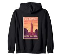 Gráfico artístico Sunset Charleston, Carolina del Sur, Carolina del Sur, SC, Dawn Travel Sudadera con Capucha