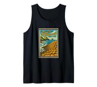 Gráfico artístico vintage de Giant's Causeway, Antrim, Irlanda del Norte Camiseta sin Mangas