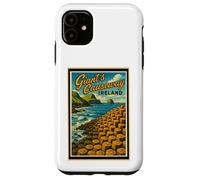 Gráfico artístico vintage de Giant's Causeway, Antrim, Irlanda del Norte Carcasa para iPhone 11