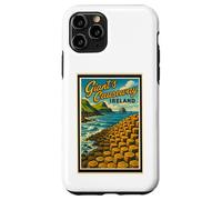 Gráfico artístico vintage de Giant's Causeway, Antrim, Irlanda del Norte Carcasa para iPhone 11 Pro