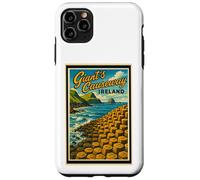 Gráfico artístico vintage de Giant's Causeway, Antrim, Irlanda del Norte Carcasa para iPhone 11 Pro Max