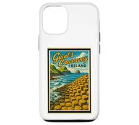 Gráfico artístico vintage de Giant's Causeway, Antrim, Irlanda del Norte Carcasa para iPhone 12/12 Pro