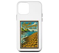 Gráfico artístico vintage de Giant's Causeway, Antrim, Irlanda del Norte Carcasa para iPhone 12 mini