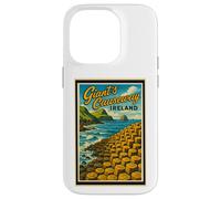 Gráfico artístico vintage de Giant's Causeway, Antrim, Irlanda del Norte Carcasa para iPhone 14 Pro