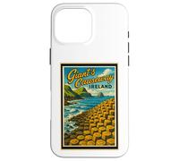 Gráfico artístico vintage de Giant's Causeway, Antrim, Irlanda del Norte Carcasa para iPhone 16 Pro Max