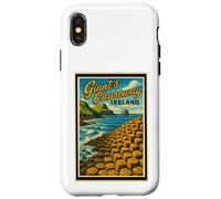 Gráfico artístico vintage de Giant's Causeway, Antrim, Irlanda del Norte Carcasa para iPhone X/XS