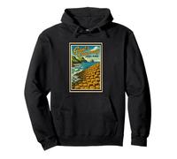 Gráfico artístico vintage de Giant's Causeway, Antrim, Irlanda del Norte Sudadera con Capucha