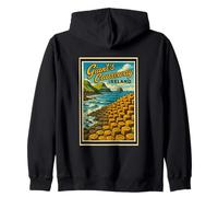 Gráfico artístico vintage de Giant's Causeway, Antrim, Irlanda del Norte Sudadera con Capucha