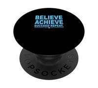 Gráfico azul Blue Believe Succeed Repeat PopSockets PopGrip Adhesivo
